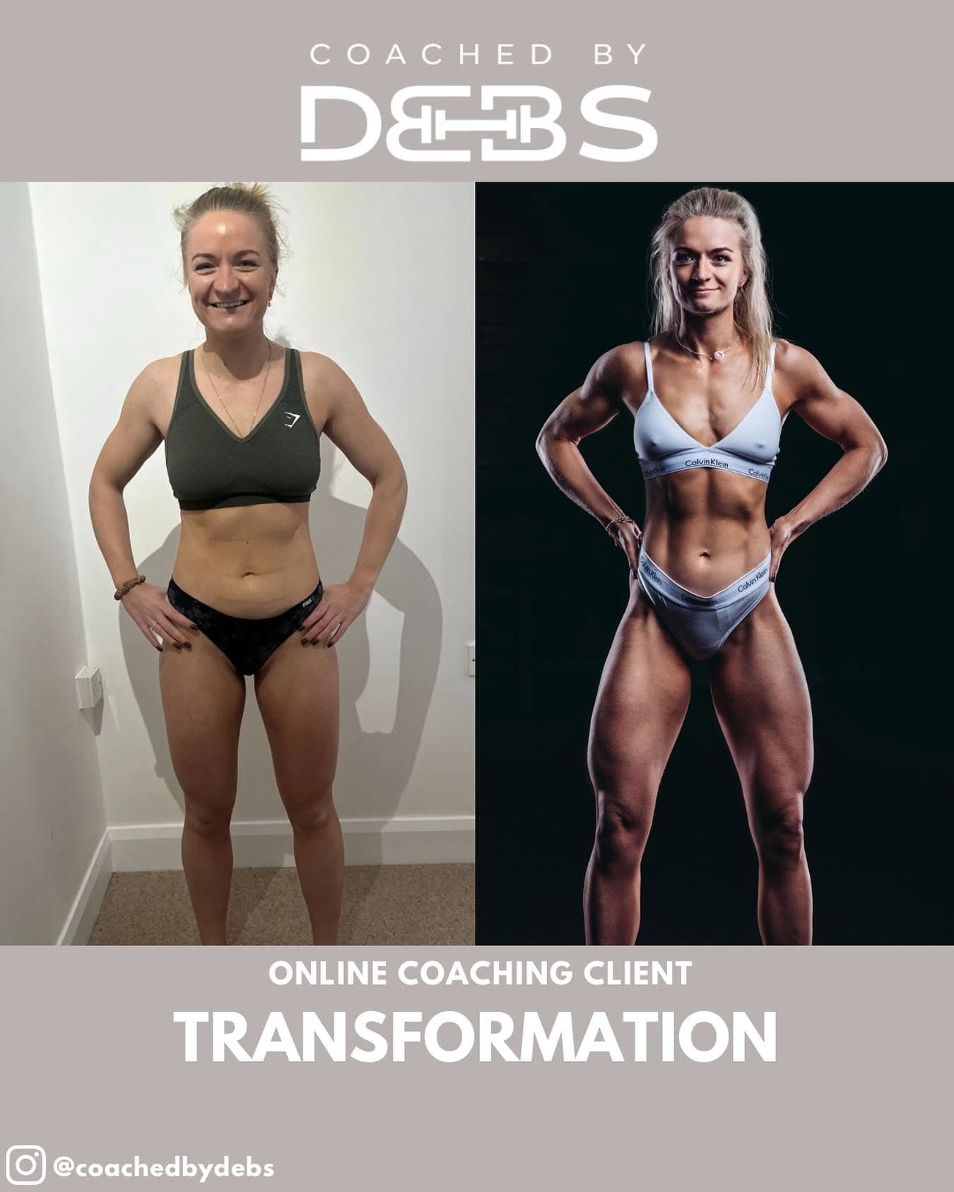 Coached by Debs client transformation on Instagram